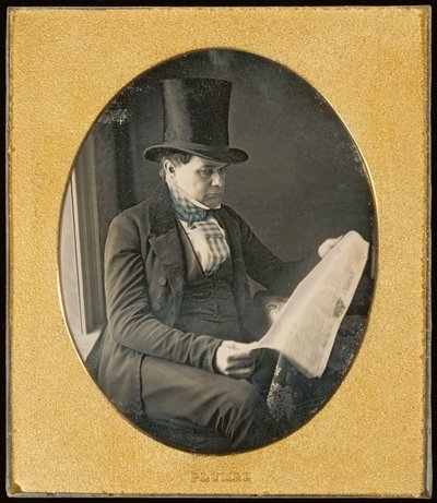 Hombre leyendo un periódico de John Plumbe Jr.